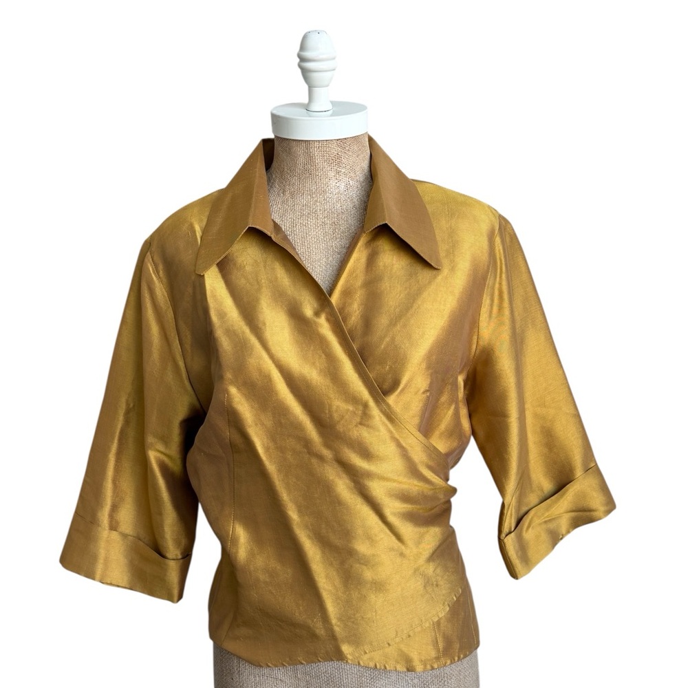 Artisans Angkor 100% Pure Silk Wrap Blouse Large NWT